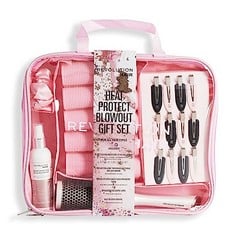 23 X REVOLUTION HAIR PLEX HEAT PROTECT BLOWOUT GIFT SET, HAIR CLIPS, STYLISH BRUSH, ROLLERS, STYLING SPRAY, SCRUNCHIE AND BAG INCLUDED.