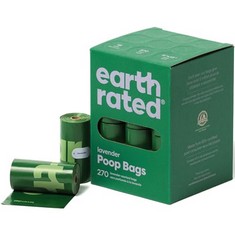 20 X EARTH RATED - DOG POOP BAGS - LEAK PROOF, EXTRA THICK PET POOP BAGS FOR DOGS OF ALL SIZES - LAVENDER SCENTED - 270 PIECES.