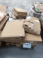 PALLET OF FURNITURE OF VARIOUS MODELS AND SIZES INCLUDING WHITE DEKIT DRESSER (MAY BE BROKEN OR INCOMPLETE).