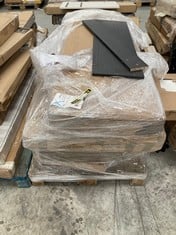 PALLET OF FURNITURE OF VARIOUS MODELS AND SIZES INCLUDING LIVING ROOM TABLE (BROKEN AND INCOMPLETE).