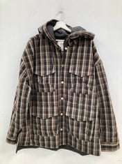 BDG BROWN PLAID COAT SIZE XL - LOCATION 22A.