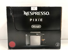 NESPRESSO DE'LONGHI PIXIE EN125R - NESPRESSO CAPSULE COFFEE MACHINE, 19 BAR, AUTOMATIC SHUT-OFF, CARMINE RED - LOCATION 9A.