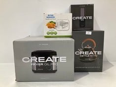 4 X KITCHEN ITEMS INCLUDING FRYER OIL PRO BRAND CREATE COLOUR BLACK - LOCATION 21A.