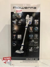 ROWENTA AIR FORCE 360 RH9057WO CORDLESS HANDHELD HOOVER, LED HEAD, LITHIUM-ION BATTERY 21.9 V, UP TO 30 MIN, BAGLESS, ACCESSORIES FOR FLOORS, HIGH AREAS, UPHOLSTERY, NARROW AREAS - LOCATION 1A.