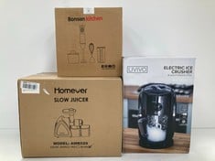 3 X KITCHEN ITEMS INCLUDING ICE CRUSHER BRAND LIVIVO BLACK - LOCATION 25A.