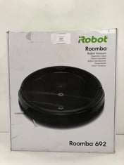 IROBOT ROOMBA 692 ROBOT HOOVER WITH WI-FI CONNECTION, THREE-STAGE CLEANING SYSTEM, PERSONALISED SUGGESTIONS, COMPATIBLE WITH YOUR VOICE ASSISTANT, BLACK - LOCATION 16B.