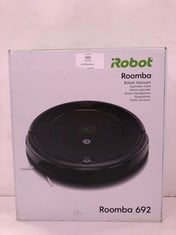 IROBOT ROOMBA 692 ROBOT HOOVER WITH WI-FI CONNECTION, THREE-STAGE CLEANING SYSTEM, PERSONALISED SUGGESTIONS, COMPATIBLE WITH YOUR VOICE ASSISTANT, BLACK - LOCATION 8B.