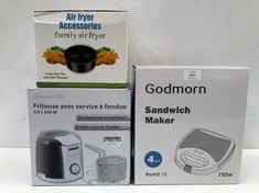 3 X KITCHEN ITEMS INCLUDING GODMORN SANDWICH TOASTER - LOCATION 1C.