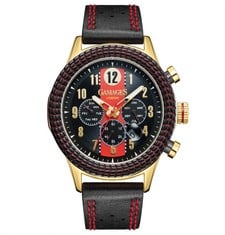 GAMAGES OF LONDON LIMITED EDITION BLACK GOLD HAND-ASSEMBLED AUTOMATIC RPM WATCH - SKU: GA1861