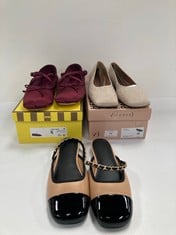 3 X SHOES VARIOUS BRANDS AND SIZES INCLUDING BEIGE BALLET PUMPS BRAND VICENZA SIZE 39 (TOTAL P.V.P. 305€) - LOCATION 35A.