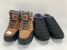 2 X BOOTS VARIOUS BRANDS AND SIZES INCLUDING OUTDOOR BOOTS SIZE 45 BROWN (WITHOUT BOX) - LOCATION 49A.