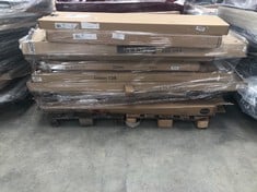 PALLET OF ASSORTED FURNITURE INCLUDING TELEVISION FURNITURE FORES (MAY BE BROKEN OR INCOMPLETE).