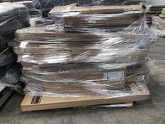 PALLET OF ASSORTED FURNITURE INCLUDING WHITE MULTIFUNCTIONAL CUPBOARD (MAY BE BROKEN OR INCOMPLETE).