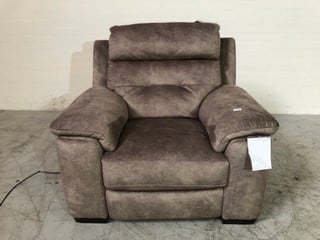 HAMBLE LIGHT GREY VELVET FEEL FABRIC POWER RECLINER ARMCHAIR  - 2 BOXES