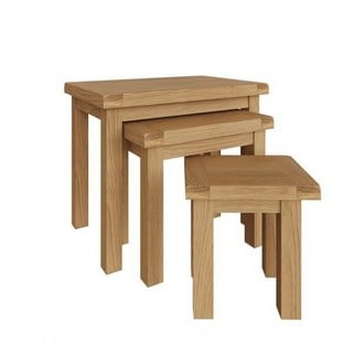 JARROW WAX OAK NEST OF 3 TABLES 570 X 460 X 540