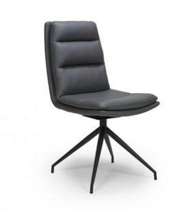 2 X QUARLEY GREY PU NOBO SWIVEL CHAIR WITH BLACK POWDER COATED LEGS