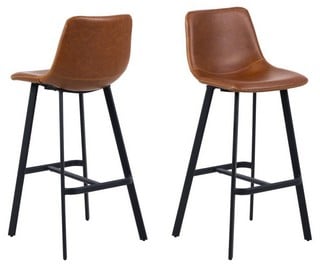 2 X AMPFIELD BRANDY COLOURED LEATHER BAR STOOL