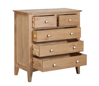 JAYWICK NATURAL WOOD COLOURED 2 OVER 3 CHEST DRAWERS 830 X 430 X 890