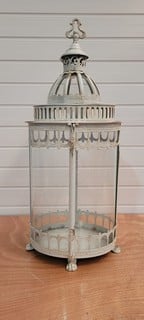 MINSTER STYLISH LIVING ANTIQUE LOOK FADED OFF WHITE STYLE LANTERN