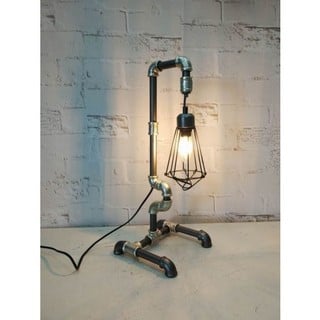 MINSTER STYLISH LIVING METAL INDUSTRIAL PIPPING TABLE LAMP 51CM