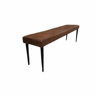 CHARLIE BENCH ANITQUE STYLE FABRIC WITH BLACK POWDER COATED LEGS