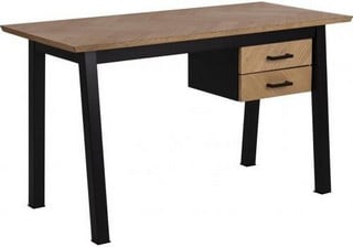 ACRE BLACK COLOURED 2 DRAW HERRINGBONE DESK (L - 130CM W - 60CM H - 75CM)