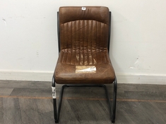 CAPRI LEATHER DINING CHAIR IN BROWN / BLACK - RRP £402