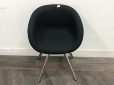 MODERN TUB CHAIR IN BLACK WITH CHROME LEGS