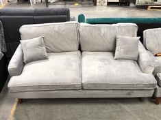 FURNITURE MAXI SMALL 3 SEATER SOFA IN SILVER VELVET