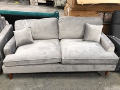 FURNITURE MAXI SMALL 3 SEATER SOFA IN SILVER VELVET