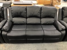 FURNITURE MAXI 3 SEATER RECLINER SOFA IN BLACK FAUX LEATHER - ITEM NO. 23221