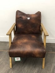 NEYLAND ARMCHAIR IN VINTAGE BROWN / OAK - RRP £775 (LOCATION A)