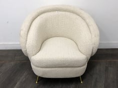 ORION ROUND BACK ARMCHAIR IN BOUCLE CREAM / BRUSHED BRASS - RRP £1299 (LOCATION A)