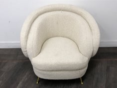 ORION ROUND BACK ARMCHAIR IN BOUCLE CREAM / BRUSHED BRASS - RRP £1299 (LOCATION A)