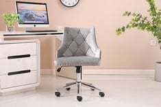 FURNITURE MAXI VELVET UPHOLSTERED OFFICE CHAIR IN GREY - ITEM NO. 23796