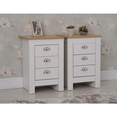 FURNITURE MAXI SET OF 2 X 2 DRAWER NIGHT TABLE IN WHITE / OAK - ITEM NO. 22095