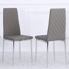 FURNITURE MAXI SET OF 4 CHAIRS IN GREY WITH CHROME LEGS - ITEM NO. 23154