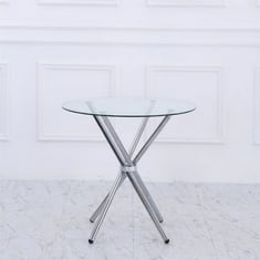 FURNITURE MAXI ROUND GLASS TABLE WITH TUBE LEGS IN CLEAR - ITEM NO. 23158 - RRP £160