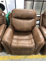 MONTE RECLINER ARMCHAIR IN FAUX BROWN SUEDE - RRP £399