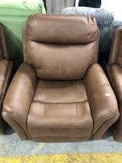 MONTE RECLINER ARMCHAIR IN FAUX BROWN SUEDE - RRP £399