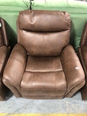 MONTE RECLINER ARMCHAIR IN FAUX BROWN SUEDE - RRP £399