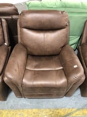 MONTE RECLINER ARMCHAIR IN FAUX BROWN SUEDE - RRP £399