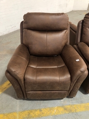 MONTE RECLINER ARMCHAIR IN FAUX BROWN SUEDE - RRP £399