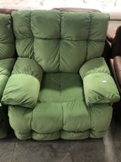 OVERSIZED RECLINER ROCKING ARMCHAIR IN GREEN VELVET - RRP £627