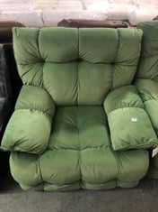 OVERSIZED RECLINER ROCKING ARMCHAIR IN GREEN VELVET - RRP £627