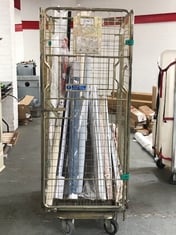 CAGE OF ASSORTED HOUSEHOLD ITEMS TO INCLUDE JOHN LEWIS BLACKOUT ROLLER BLIND IN WHITE (CAGE NOT INCLUDED)