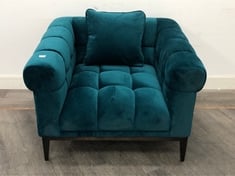 AURELIO ACCENT CHAIR IN SAVONA SEA GREEN VELVET - RRP £829 (LOCATION A)