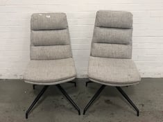 2 X LIGHT GREY FABRIC DINING CHAIR WITH BLACK WOODEN LEGS