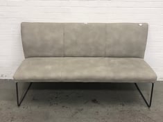 GREY FAUX LEATHER 3 SEATER BENCH