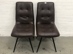 SET OF 2 HIX DINING CHAIR IN DARK BROWN LEATHER